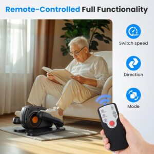 Simple Deluxe Under Desk Elliptical Machine with Remote Control, 12 Adjustable Speeds and LED Monitor, Electric Leg Exerciser for Seniors Adults, Quiet Portable Seated Pedal Exerciser, Fully Assembled