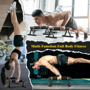 GanFindX Wood Parallettes Push Up Bars, Solid Wooden Handstand Bars with Anti-Slip Grip, Sturdy Metal Bracket Supports 600 lbs for Calisthenics, Fitness and Floor workout