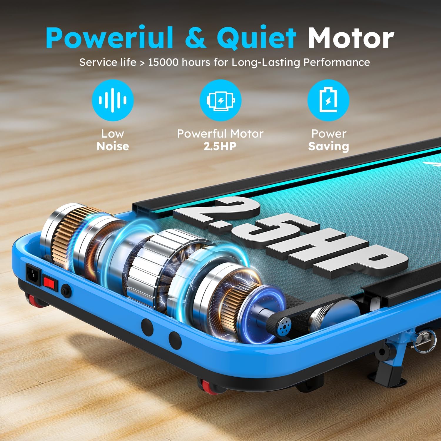 OWLSKY Walking Pad, 3 in 1 Under Desk Treadmill with Incline for Home Office, Bluetooth Speaker Walking Treadmill, 2.5 HP Low Noise, with Remote Control, LED Display - Image 7
