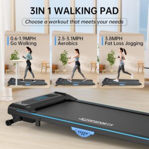 3-in-1 Treadmill for Home, Portable Walking Pad with Hand & Running Machine with Remote Control & LED Display, Compact Electric Treadmill for Home & Office, 300 lbs Capacity
