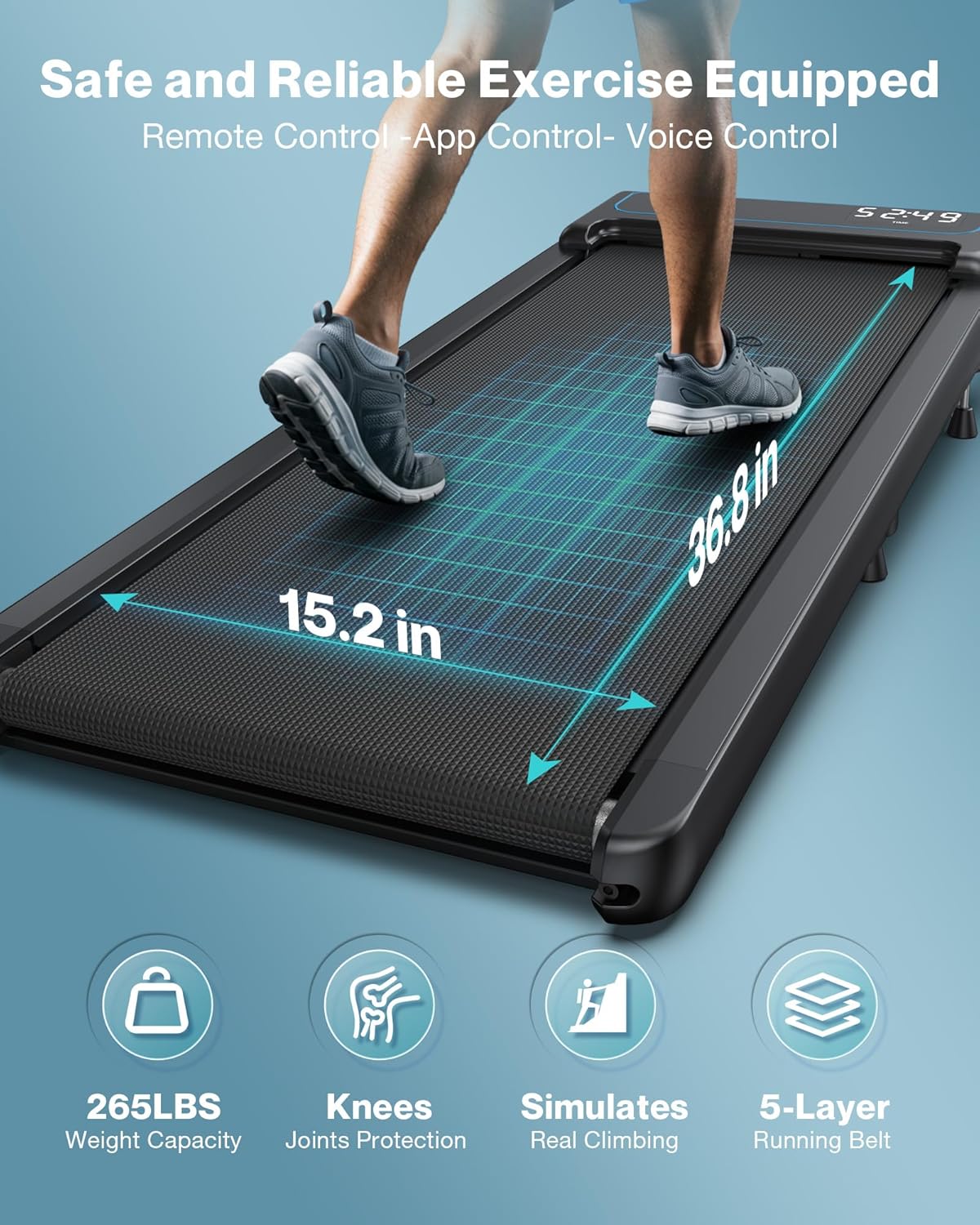3 in 1 Walking Pad with 10% Incline, Portable Under Desk Treadmill, Folding Treadmills for Home and Office, 3HP Quiet Walking Pad Treadmill with 340 LBS Capacity, APP & Remote Control - Image 4