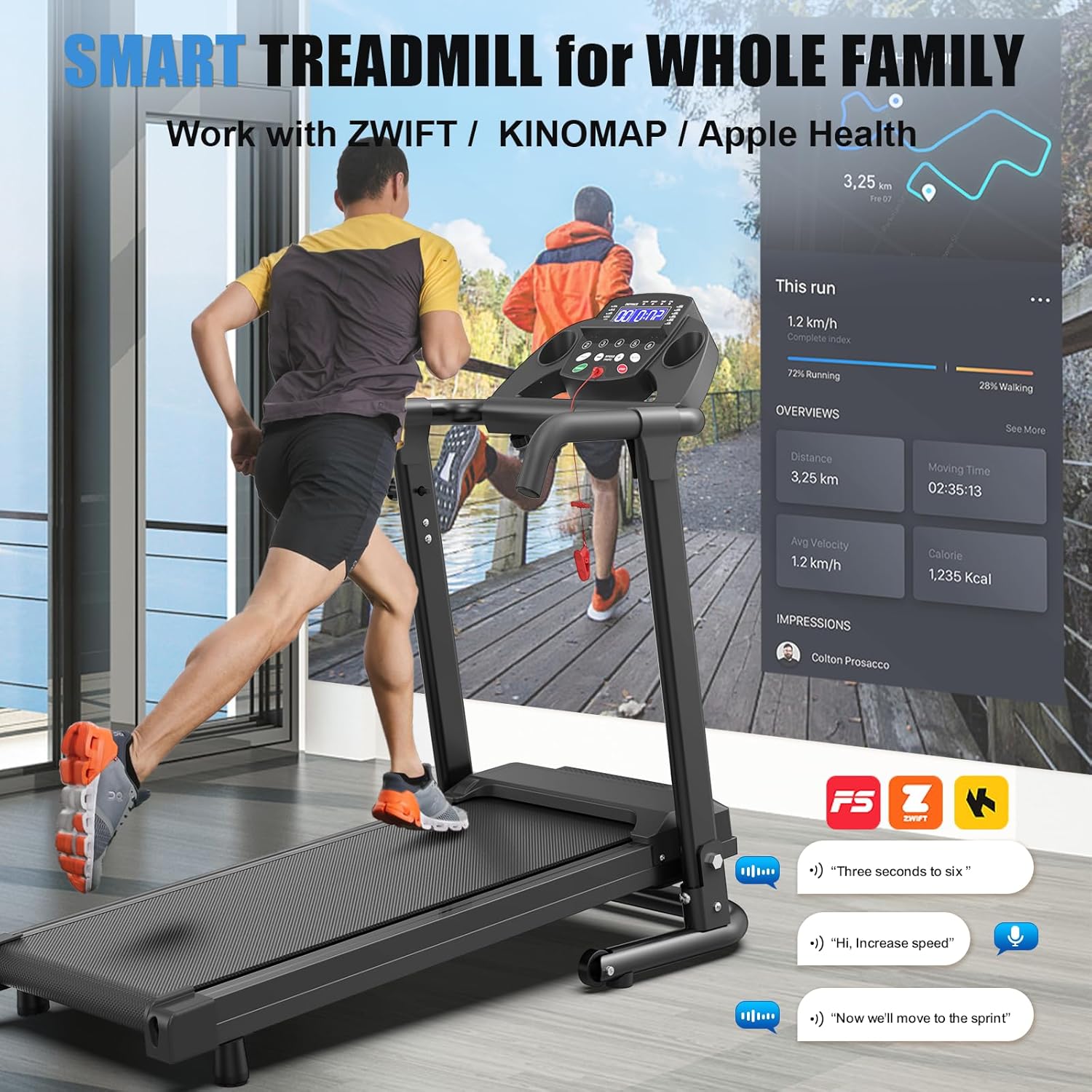 FYC Foldable Treadmills for Home, Portable Treadmill with Handles, 2.5HP Treadmills 300 lb Capacity, APP Control, Fitness Folding Walking Pad with LED Display - Image 2