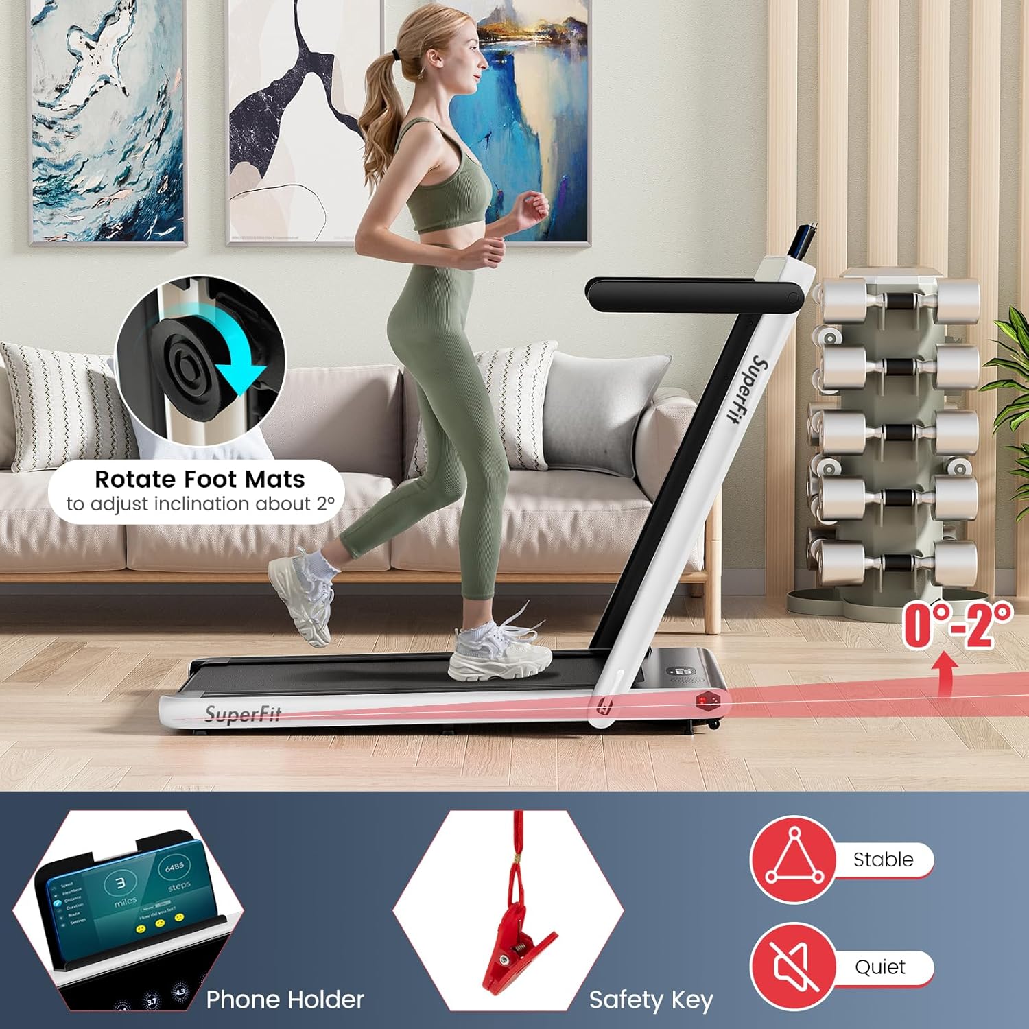 GYMAX Walking Pad, Dual LED Display Free Installation Running Machine w/Smart App/Remote Control & Bluetooth Speaker, 2 in 1 Foldable Portable Under Desk Treadmill for Small Space Home Office - Image 4