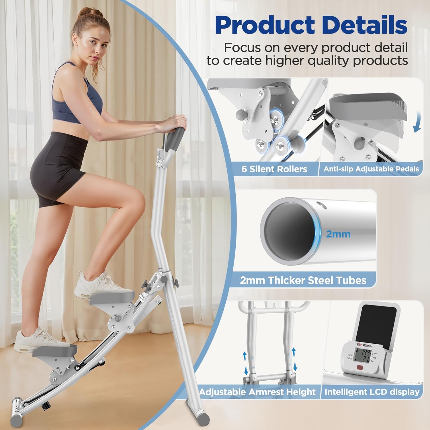 Stair Stepper for Home Gym Exercise, Stair Climber for Full Body Workout with Adjustable Handlebar & Pedals, Compact Foldable Vertical Cardio Exercise Climber with LCD Display - Image 6