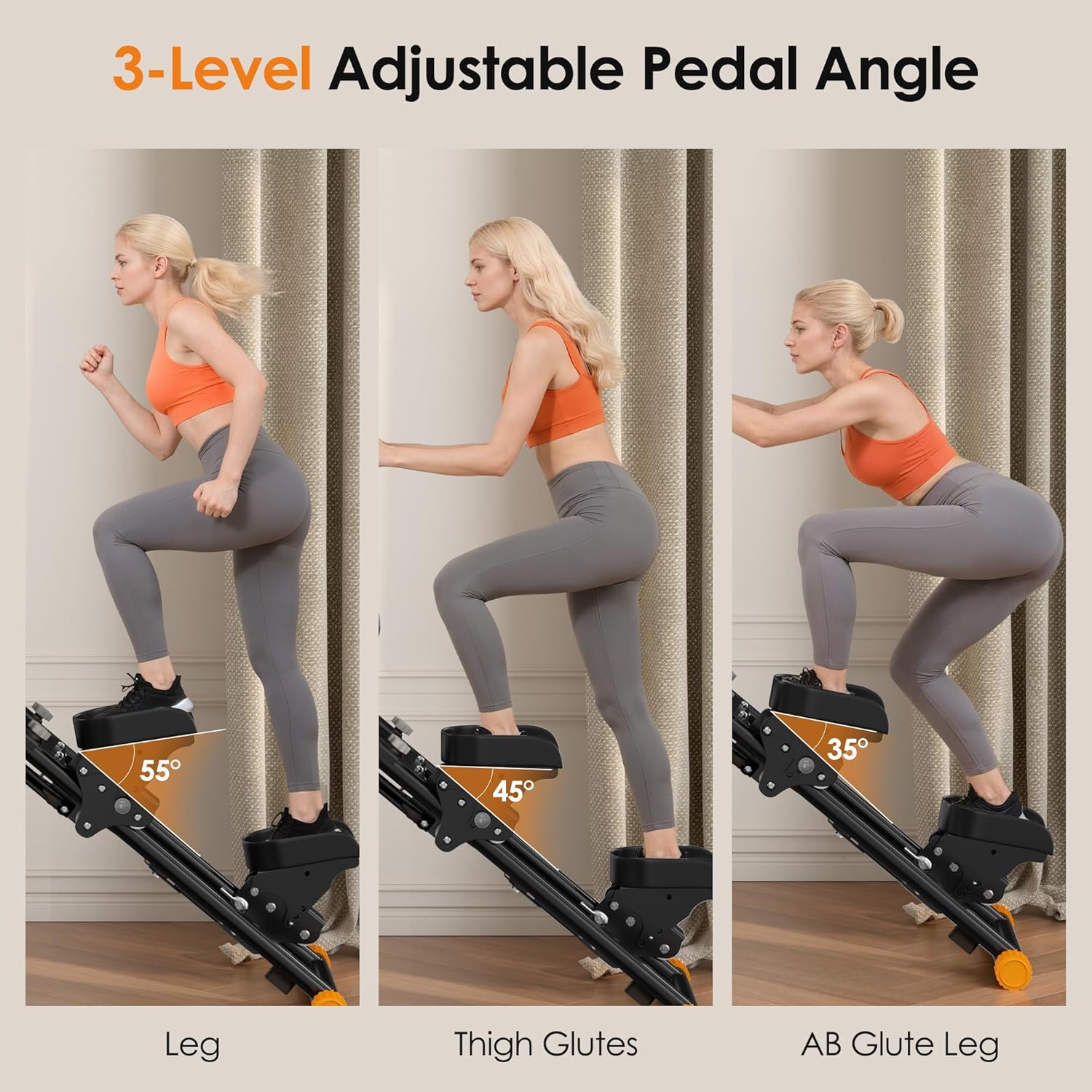 SogesHome Folding Stair Stepper Machine for Home Gym Exercise, Indoor Vertical Stepper Climber Machine with Adjustable Handlebar & Pedals, Full Body Cardio Fitness Workout Equipment - Image 3