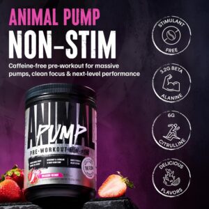 Animal Pump NS Stim-Free Pre Workout Powder for Men & Women – Caffeine-Free Preworkout for Energy, Focus, and Muscle Builder, Beta Alanine, Citrulline, Nitrosigine and Nootropics, Dragon Berry, 440g
