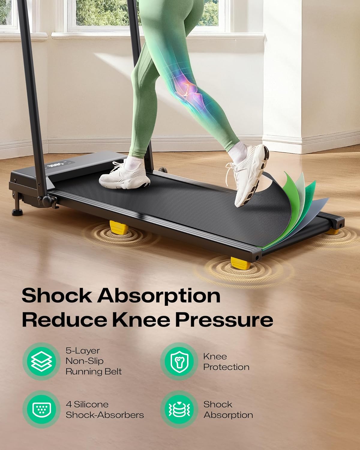 UREVO Walking Pad with Incline, 9% Incline Portable Under Desk Treadmill, 2.5 HP Walking Treadmill Pad for Home and Office, Walking Jogging Running Machine with Remote Control and LED Display - Image 6