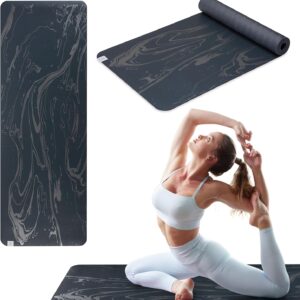 Gaiam Dry-Grip Yoga Mat – 5mm Thick Non-Slip Exercise & Fitness Mat for Standard or Hot Yoga, Pilates and Floor Workouts – Cushioned Support, Non-Slip Coat – 68 x 24 Inches