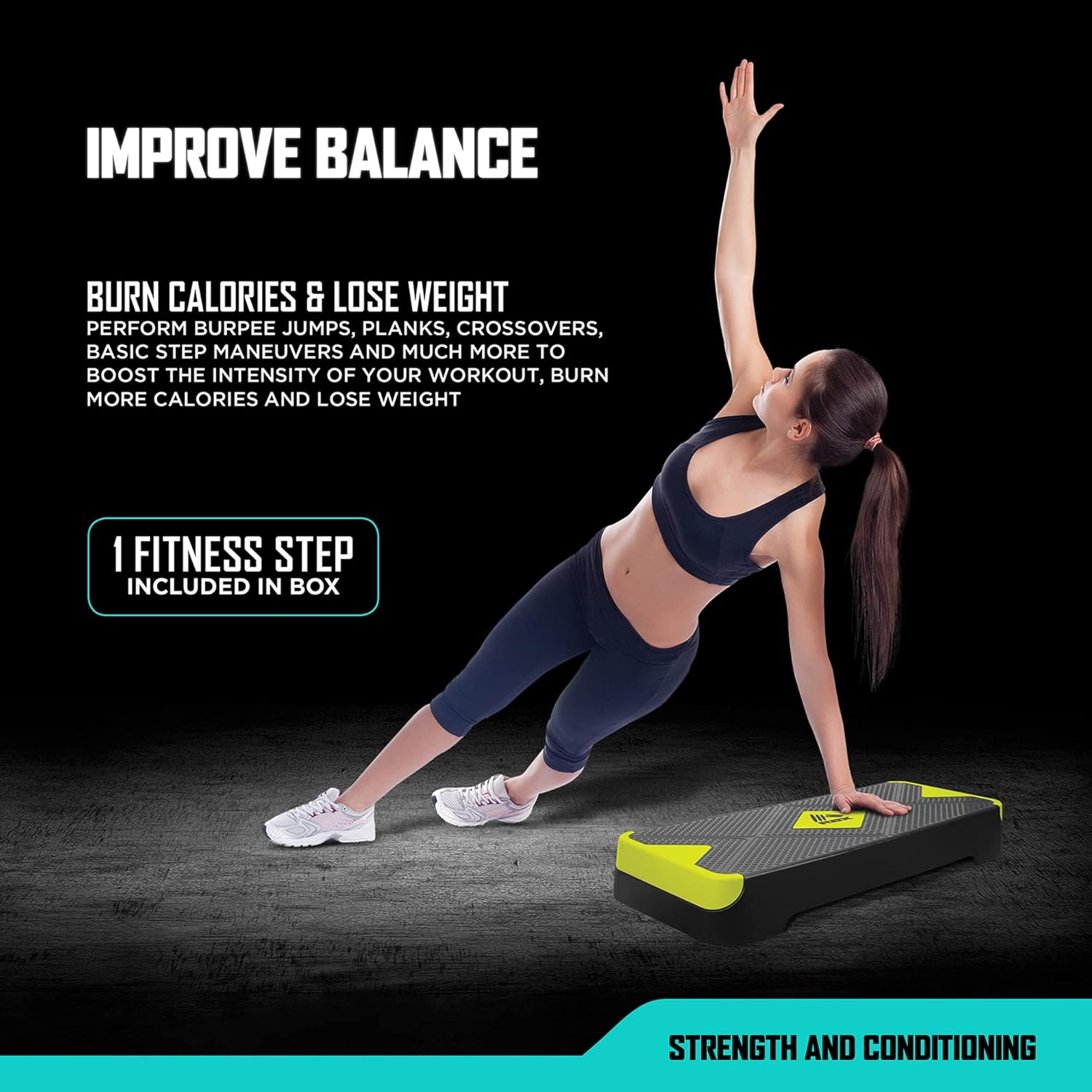 RBX Aerobic Step Platform with Non-Slip Textured Surface -2-Level Adjustable Steppers for Exercise, Compact, Lightweight, Easy-to-Store Exercise Step & Fitness Step Bench - Image 3