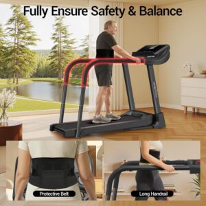 UMAY Fitness Home Folding Incline Treadmill with Pulse Sensors, 3.0 HP Quiet Brushless, 300 lbs Capacity (Black or Gray)