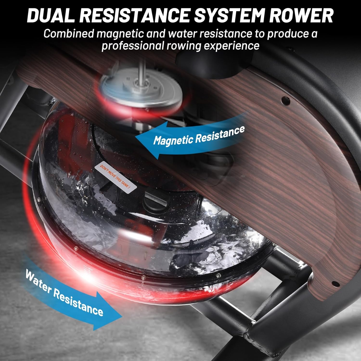 Magnetic/Water Rowing Machines for Home, Full-Body Workout, Low-Impact, Max 350Lb Weight Capacity, Rower Machine of Quiet Resistance, App Compatibility & Space-Saving Design - Image 6