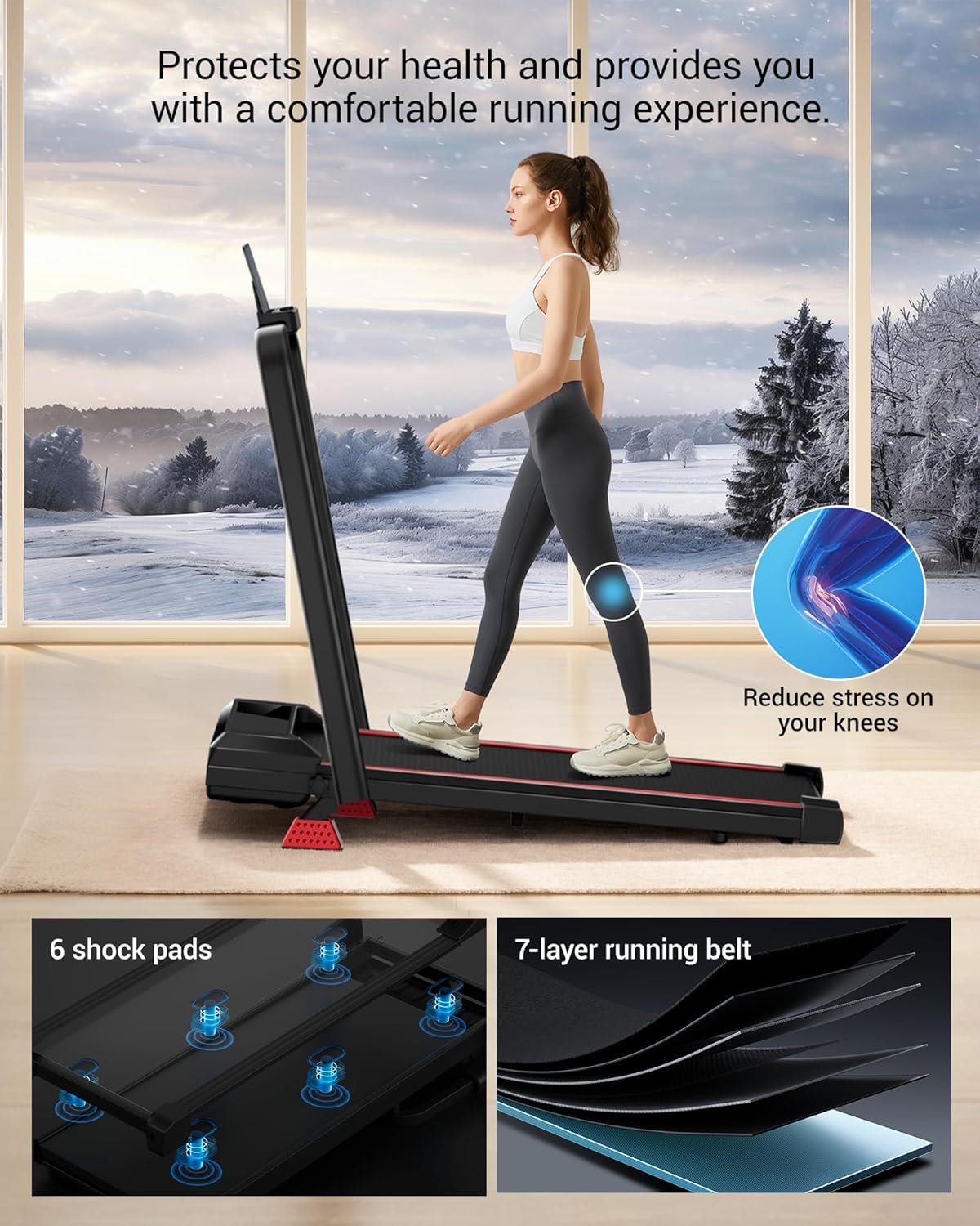 14% Incline Walking Pad Treadmills for Home Small, 4-in-1 Under Desk Treadmill with Handles, Foldable Treadmill with 2.5 HP Quiet Brushless, 330 LBS Capacity - Image 7
