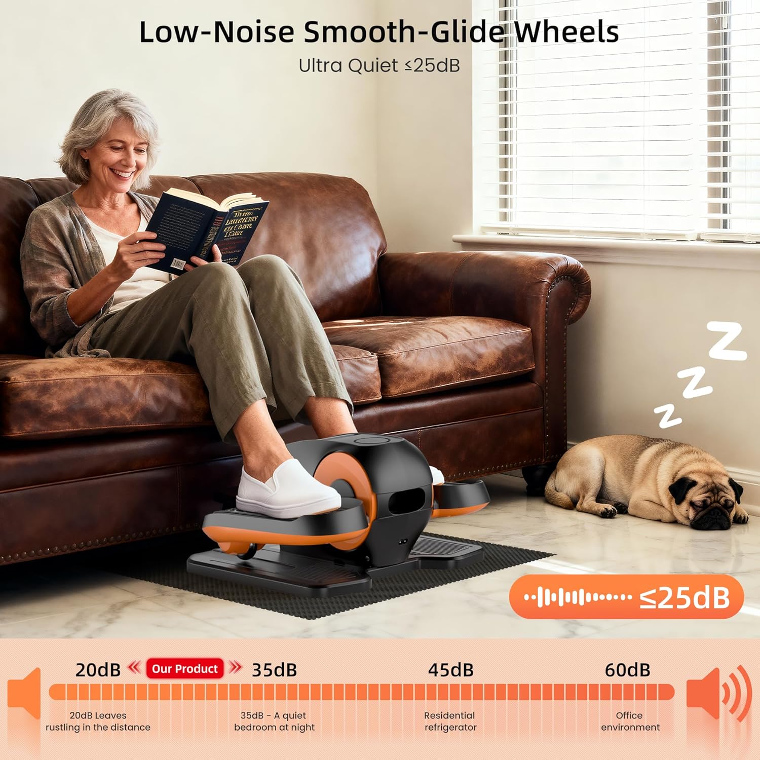 Under Desk Elliptical Machine with Remote Control, 12 Adjustable Speeds Electric Leg Exerciser for Seniors, Quiet Portable Seated Pedal Exerciser with Auto & Manual Mode for Home and Office - Image 4