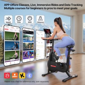 YESOUL Self Powered Exercise Bike with Exclusive Smart App, Adjustable Magnetic Resistance & 300lbs Capacity, Indoor Stationary Cycling Bike with Stable Triangle Frame, Scenic Rides & Live Classes for Home Workouts