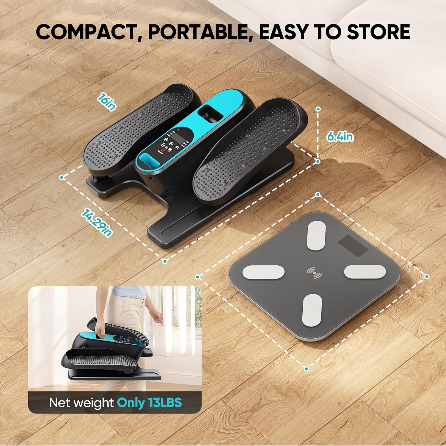 Dripex Under Desk Elliptical Machine, Electric Leg Exerciser While Sitting for Seniors, Portable Seated Pedal Exerciser with 12 Level Speeds, Remote Control, 6 Auto preset Programs - Image 8