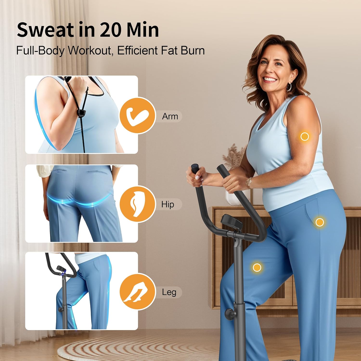 Stepper Machine with Resistance Bands, Mini Stepper with 300LBS Weight Capacity, Twist Stepper for Full Body Workout, Adjustable Step Height, Smooth and Quiet, Step Machine for Men Women - Image 2