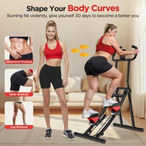 Stair Stepper for Home Gym Exercise, Folding Vertical Climber for Full Body Workout 300LBS Capacity, Compact Stair Climber Cardio Exercise Machine with Adjustable Handlebar & Pedals