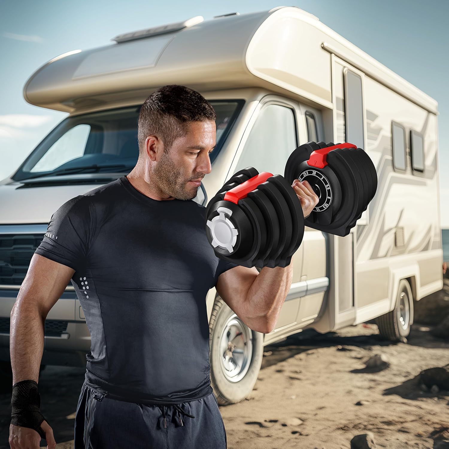 Yaheetech Adjustable Dumbbell Set 28/40/52.5/90LBS Adjustable Dumbbells Fast Adjust Dumbbell Weight Set with Anti-Slip Handle and Tray for Men/Women Home Gym Strength Training Equipment Single/Pair - Image 8