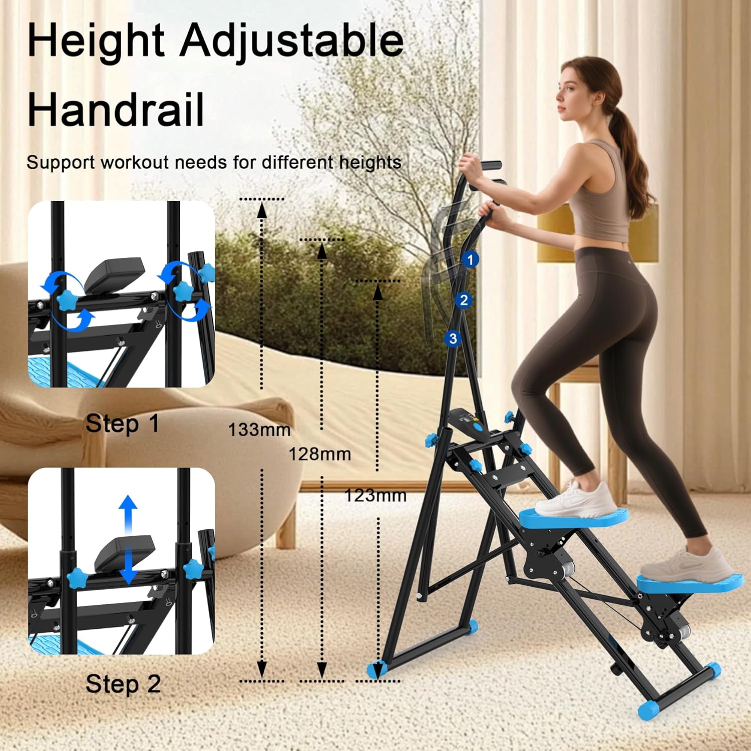 Stair Stepper for Home Gym, Foldable Version Vertical Climber Machine for Full-Body Workout, Full-Body Cardio Workout Equipment with Adjustable Handlebar & Pedals 300LBS Capacity - Image 7