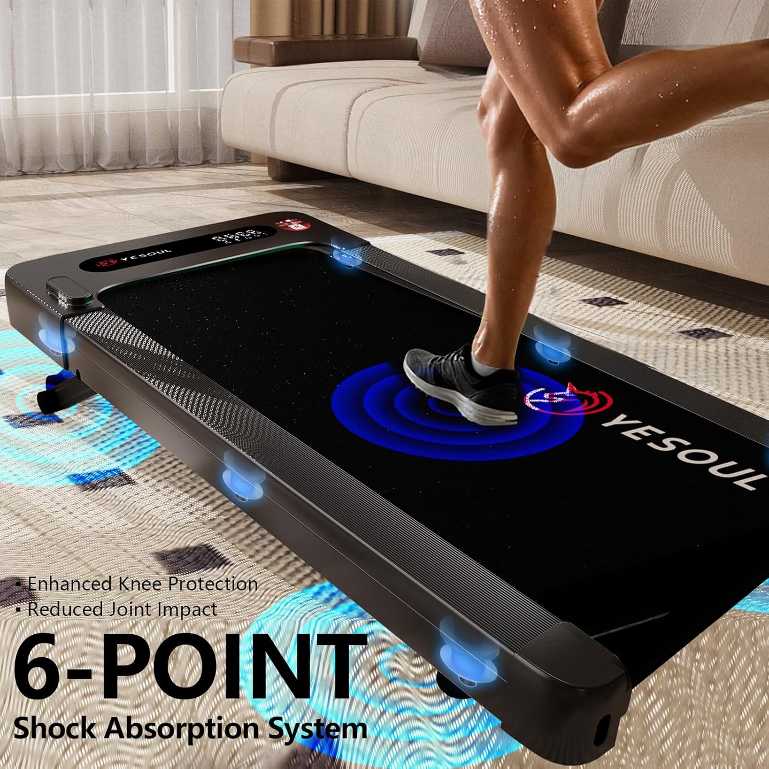 Yesoul Walking Pad Treadmill with 10% Auto Incline, Under Desk Treadmill for Home Walking, Hiking & Running, 300lbs Capacity, Smart App Scenic Routes & Live Classes, Remote & LED Display - Image 7