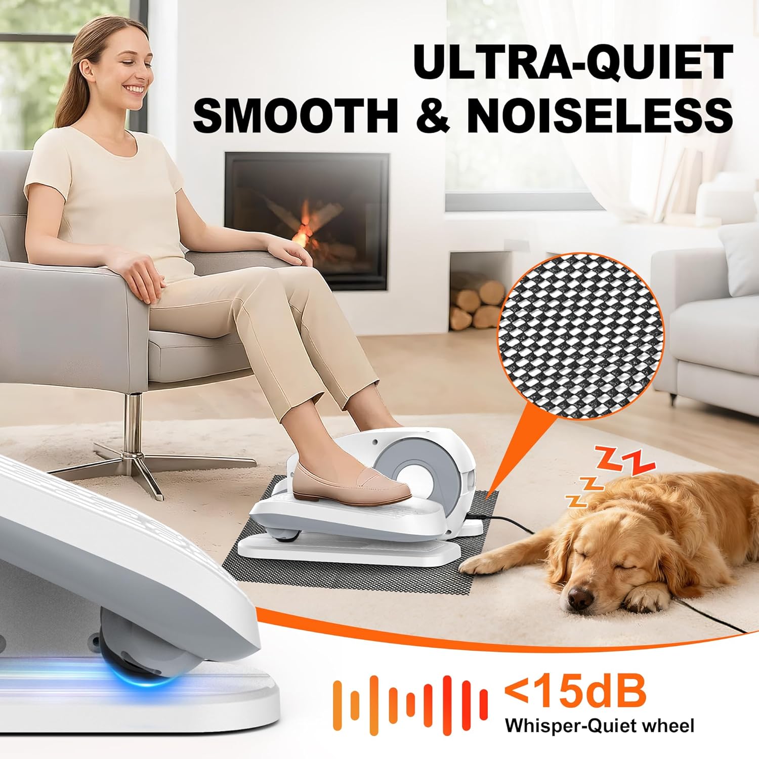 Under Desk Elliptical, Electric Leg Exerciser as Seen on TV for Seniors with 12 Adjustable Speed, Quiet Portable Electric Seated Pedal Exerciser Machine with Remote Control for Home Office - Image 4