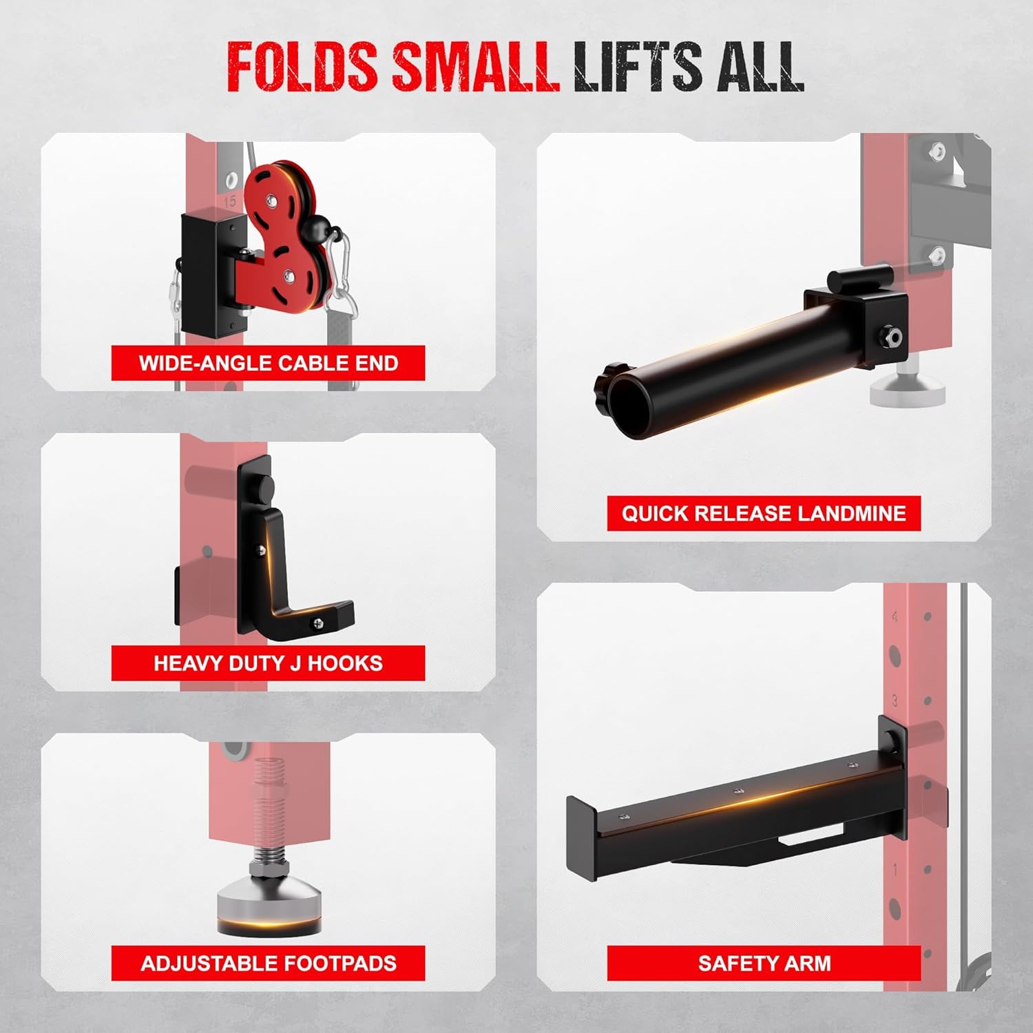 WM3-V4 Folding Squat Rack, Wall Mounted Power Rack with Dual Independent Pulley System, Functional Trainer with 5 Adjustable Function Modes for Space Saving - Image 8