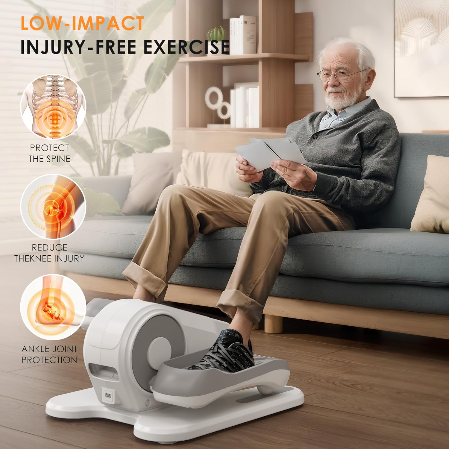 soges Under Desk Elliptical Machine,Seated Pedal Exerciser for Senior,12 Adjustable Speeds Portable bidirectional Ellipse Exerciser,Ellipse Leg Exerciser with Remote Control and Manual Mode - Image 5