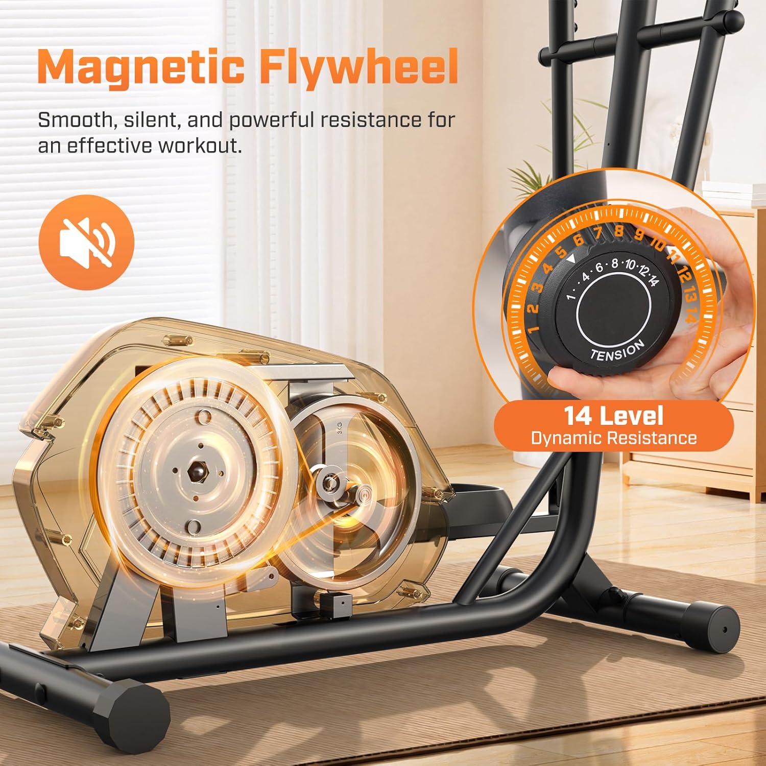 ANCHEER Elliptical Machine, Elliptical Exercise Machine for Home with Ultra-Quiet Magnetic System, Elliptical Trainer with 14 Resistance Levels&15IN Stride,Max 400LBS Loading Capacity - Image 2