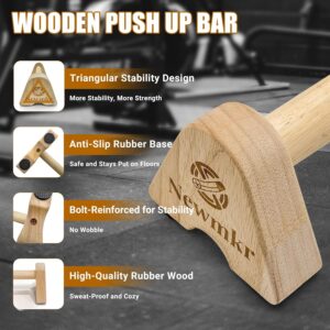 2PCS Wooden Parallettes Push up Bars, Non-Slip Base, Wood Pushup Handles with Wrist Guard, Exercise Home Workout Equipment for Men and Women Strength Training, Planks Calisthenics