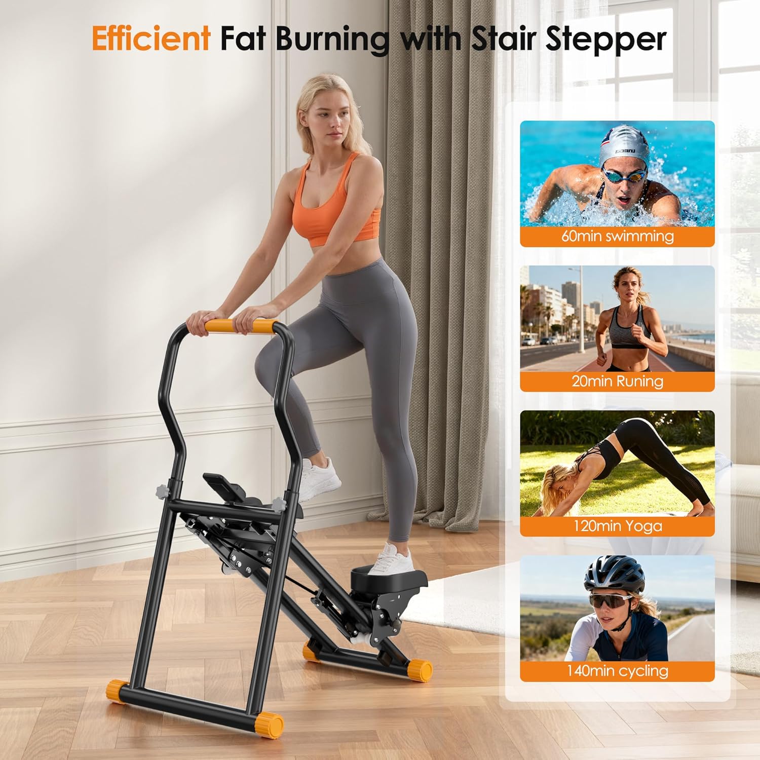 SogesHome Folding Stair Stepper Machine for Home Gym Exercise, Indoor Vertical Stepper Climber Machine with Adjustable Handlebar & Pedals, Full Body Cardio Fitness Workout Equipment - Image 7