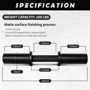 16″ Olympic Dumbbell Handle, Dumbbell Bar for 2-inch Olympic Weight Plates, Loadable Dumbbells for Home Gym Strength Training, 2 Pair of Spring Collars Included