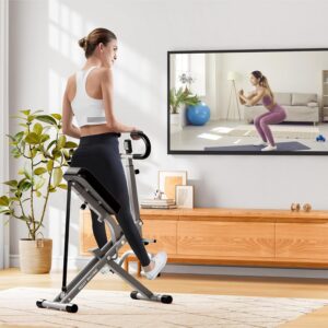 DlandHome Squat Machine, Squat Rowing Machine with Adjustable High-Strength Resistance Band for Home Gym, Foldable Leg Glute Trainer for Full Body 330lbs
