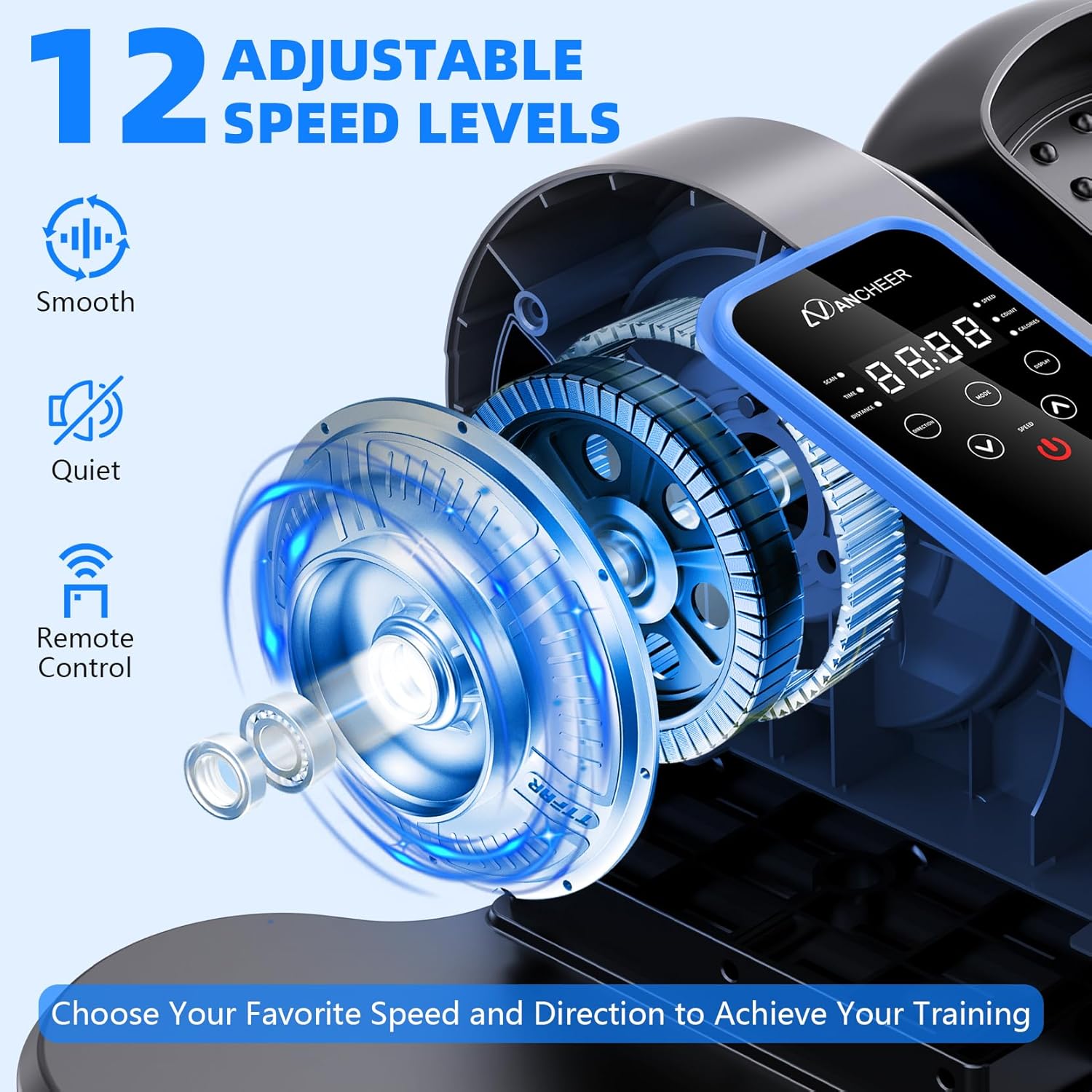 ANCHEER Under Desk Elliptical Machine, Ellipse Leg Exerciser for Seniors with 12 Adjustable Speeds, Quiet & Portable Electric Seated Pedal Exerciser with Remote Control - Image 2
