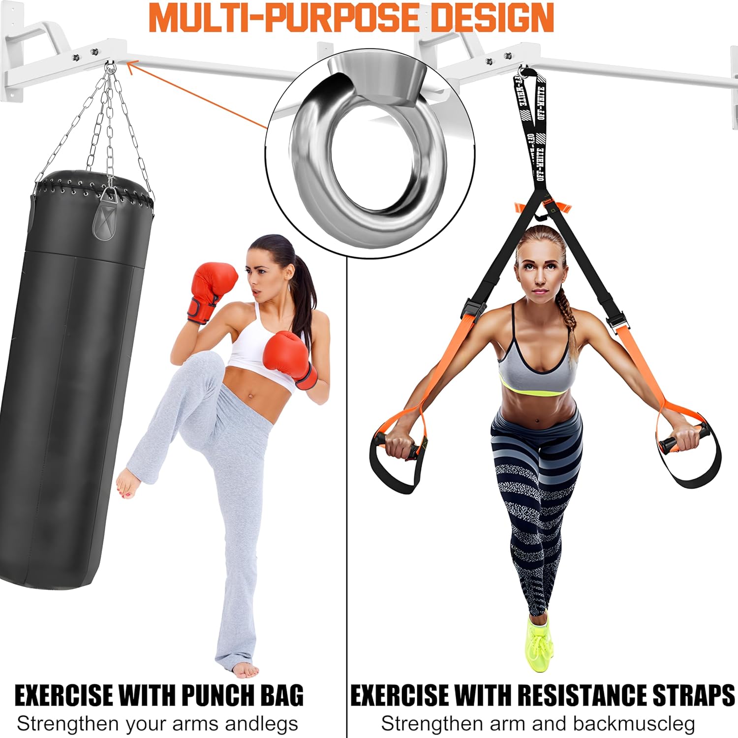 2025 Upgrade Pull Up Bar Wall Mounted - 600 lbs Heavy Duty Strength Training Pull-Up Bars, Ideal Rogue Pull Up Bar for Home and Commercial Gym, Easy Installation Chin Up Bar, Versatile Garage Pullup Bar - Image 5