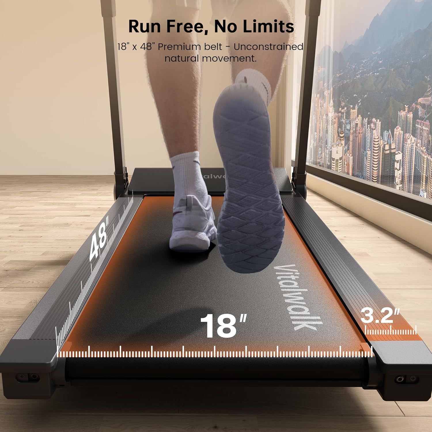 Foldable Treadmill with 15% Auto Incline & 10MPH - Commercial 3.5HP Brushless Quiet, 18"x48" Wide Running Deck, Walking Pad Treadmill for Home Gym Office, 350lbs Capacity, APP - No Installation - Image 3