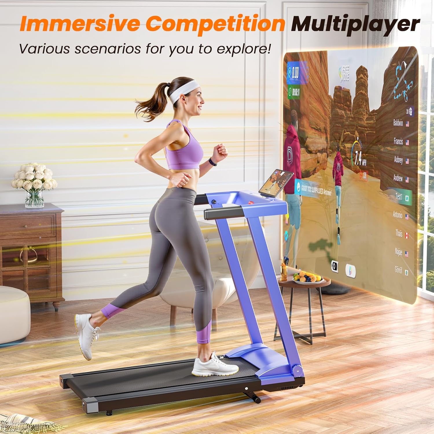 Treadmills for Home, 4-in-1 Foldable Treadmill with Incline, 300 LBS Capacity Running Treadmills for Home Small Spaces with Handles, 3.0 HP Folding Treadmill with Smart APP - Image 8