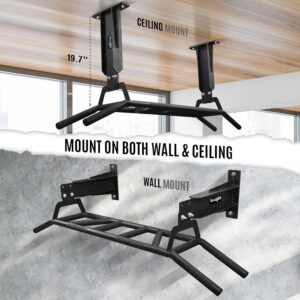 Yes4All Heavy Duty Wall Mounted Pull Up Bar – Multi-Grip Pull Up Bar Ceiling Mount / Ceiling Mount Pullup bar / Chin Up Bar for Home Gym Workout