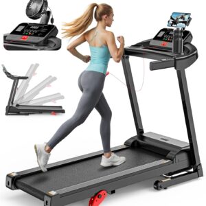 Folding Treadmill 400 lbs Capacity for Home, Incline Treadmill for Exercising, 15% Auto Incline or 6% Manual Incline, 7.5MPH or 10MPH, 16” or 18” Wide Belt, 71 Programs, Brushless Fan & Knee Support