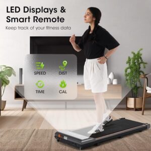 Walking Pad Under Desk Treadmill 2.5HP Treadmill with LED Display Remote Control 265lb Weight Capacity Walking Jogging Machine for Home Office