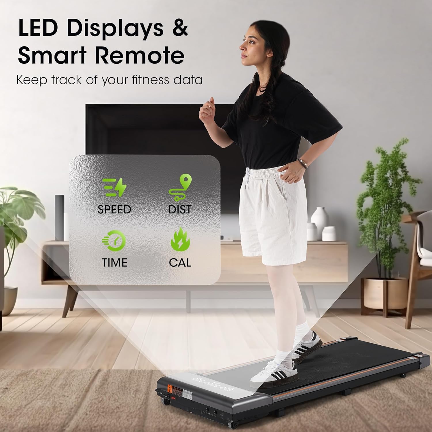 Walking Pad Under Desk Treadmill 2.5HP Treadmill with LED Display Remote Control 265lb Weight Capacity Walking Jogging Machine for Home Office - Image 2