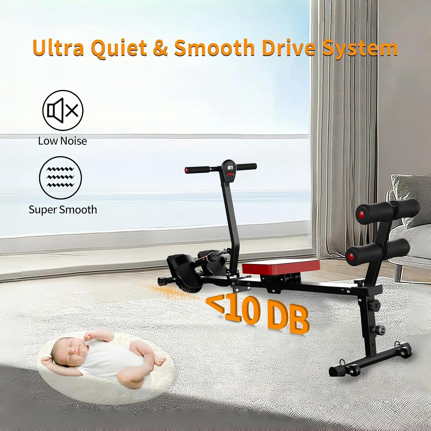 Rowing Machine for Home, Magnetic Rower Machine with Quiet Resistance, Foldable Rower for Home Use, Burn Fat & Sculpt Muscles - Image 3