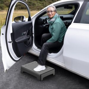 HBTower Mobility Step Stool for Adults & Seniors – Non-Slip Platform Indoor and Outdoor, Portable Riser, Safety Step for Car, Bedside, Office, Shower, Stairs – Black