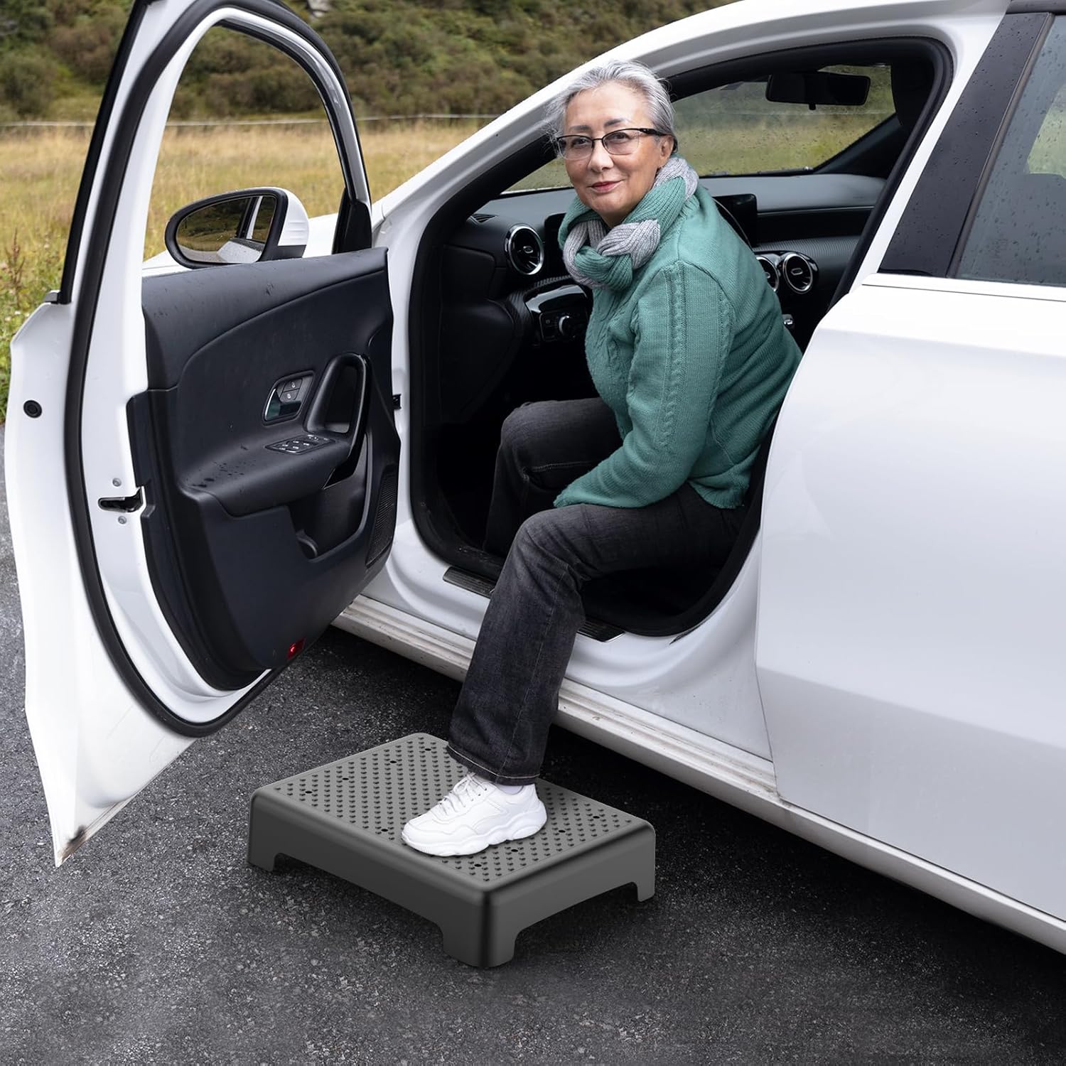 HBTower Mobility Step Stool for Adults & Seniors - Non-Slip Platform Indoor and Outdoor, Portable Riser, Safety Step for Car, Bedside, Office, Shower, Stairs - Black - Image 2
