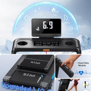 MERACH Treadmill with Incline 6%-15%, 300 LBS Capacity Foldable Running Treadmills for Home, 0.5-7.5MPH Quiet 2.5HP Brushless Double Deck Incline Foldinng Treadmill LED Display with Smart APP