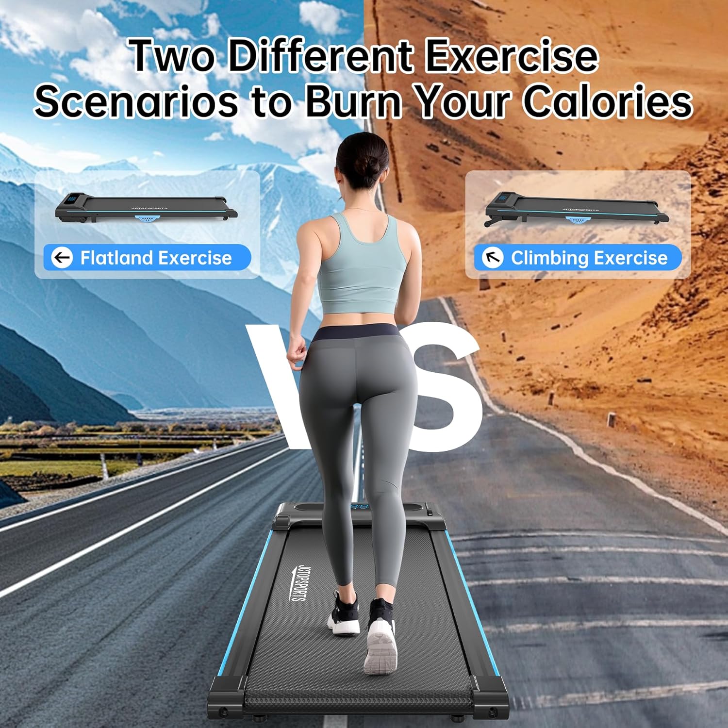 3-in-1 Treadmill for Home, Portable Walking Pad with Hand & Running Machine with Remote Control & LED Display, Compact Electric Treadmill for Home & Office, 300 lbs Capacity - Image 7