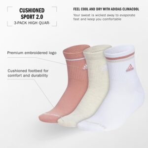 adidas womens Cushioned Sport High Quarter Socks (3-pair) Above the Ankle Height With Arch Compression for a Secure Fit
