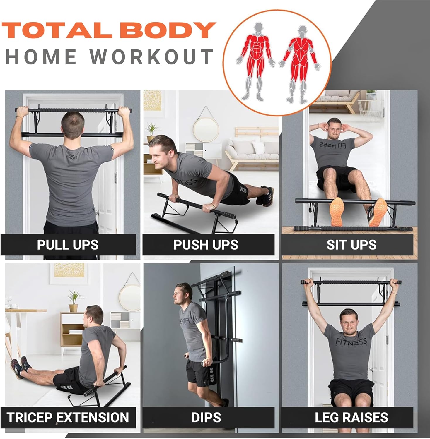 2025 Upgraded Pullup Bar and Dip Bar Station - FULL BODY Home Gym, Easy Storage, Power Tower Dip Station and Pull-up Bar for Doorway, Collapsible Dip Station, No Door Damage, High Weight Capacity, 2025 Upgraded Bodyweight Workout Station - Image 5