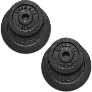 Yes4All 1.15 Inch Cast Iron Weight Plate – Ideal for Dumbbell Handle, Strength Training & Weightlifting (Set)