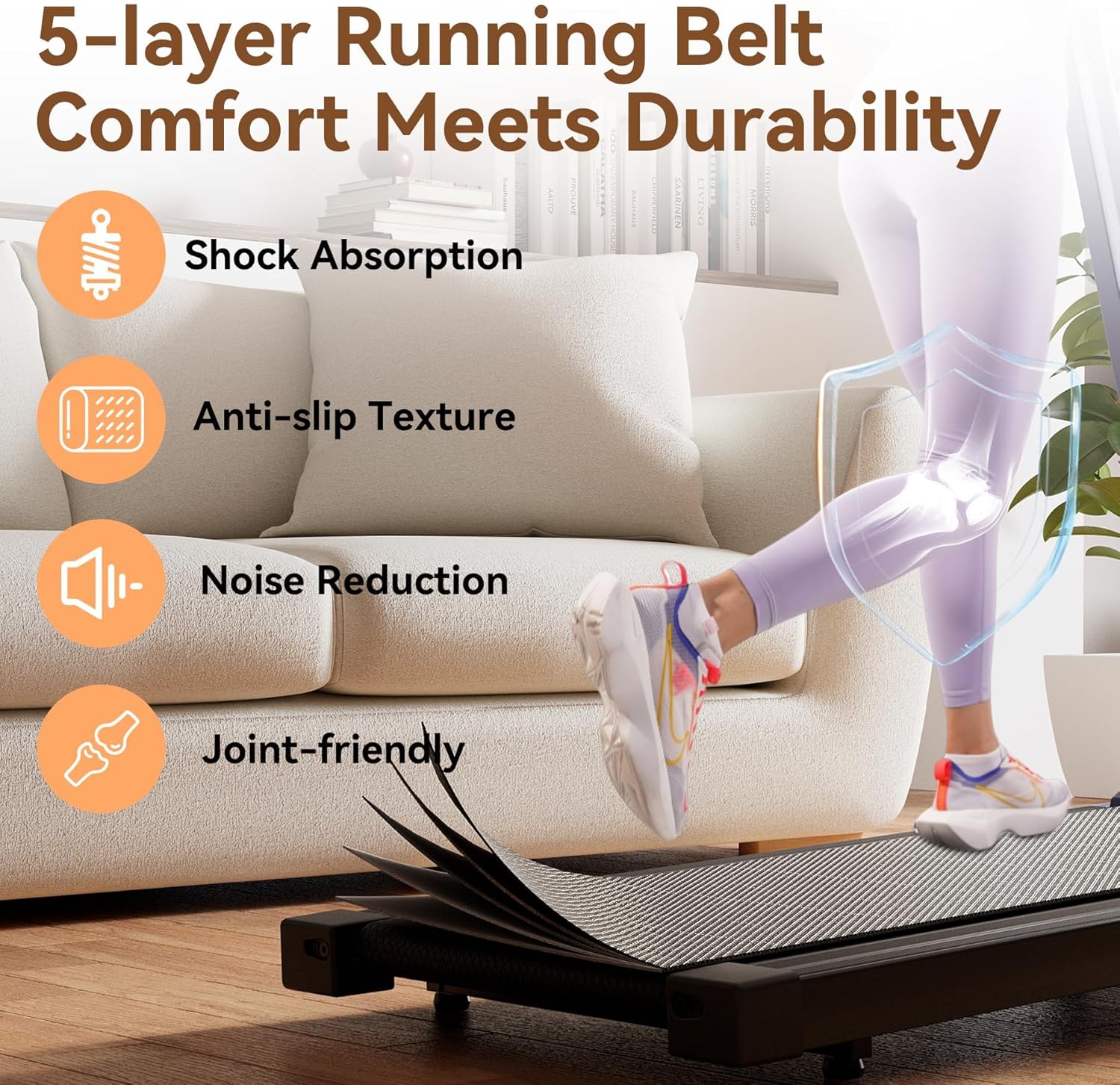 Treadmills for Home, 4-in-1 Foldable Treadmill with Incline, 300 LBS Capacity Running Treadmills for Home Small Spaces with Handles, 3.0 HP Folding Treadmill with Smart APP - Image 6