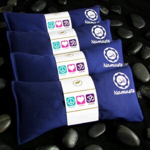 Yoga Eye Pillows – Unscented Eye Pillows – Namaste Hot Cold for Stress, Meditation, Spa, Relaxation Gifts – Made in USA Set of 4 – Navy Cotton